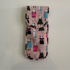 Flat Iron Storage Pouch by AMICI Curling Iron Pink Cat Print Hair Tool Travel